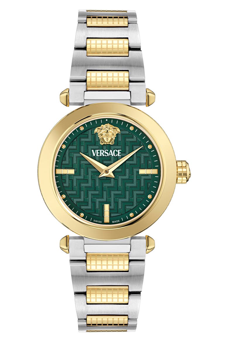 Greek Bracelet Watch, 35mm, Main, color, TWO TONE/ GREEN