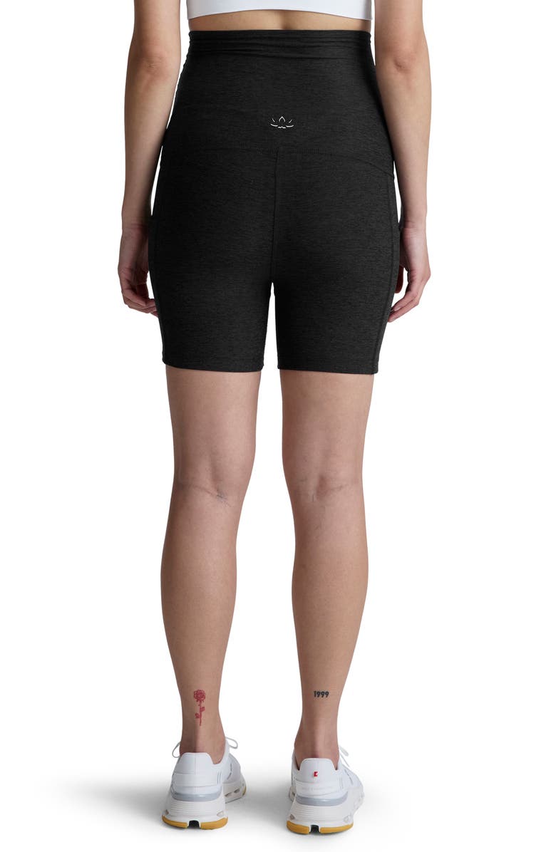 Beyond Yoga Keep Pace Maternity Pocket Bike Shorts, Alternate, color, Darkest Night