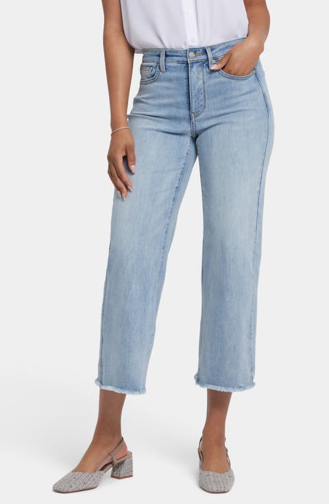 Coco Cool Embrace® Frayed Crop Wide Leg Jeans (Santiago Sea)
