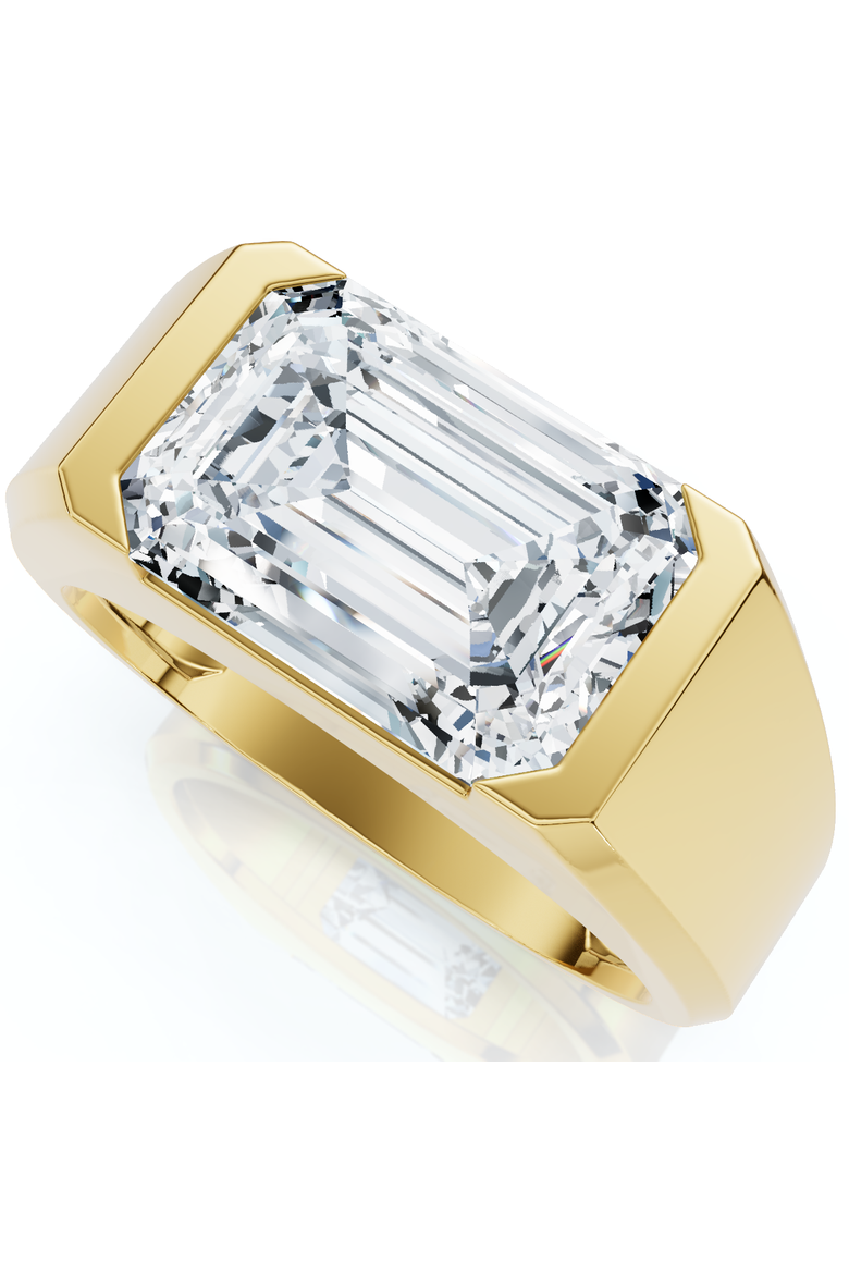 Certified 4ct Men's Gabriel Emerald Diamond Ring 10k Gold Lab Grown, Main, color, 10k Yellow Gold