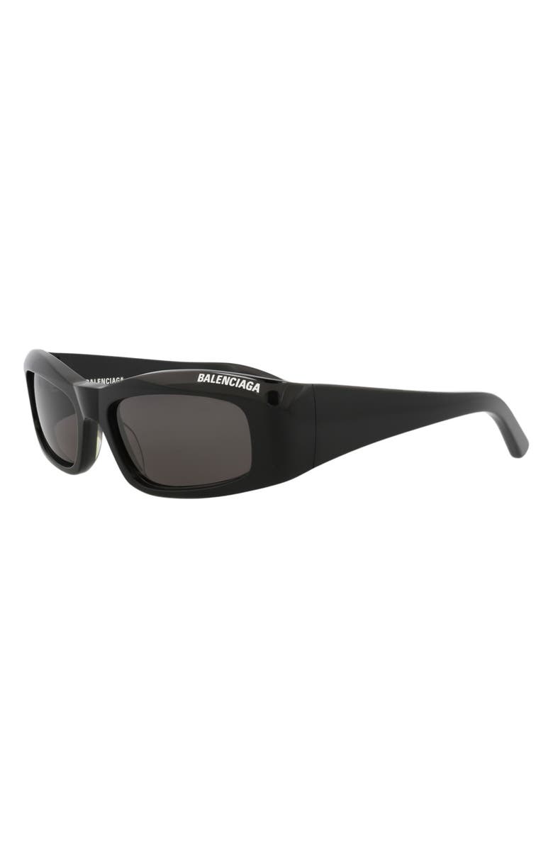 Balenciaga 57mm Rectangle Sunglasses, Alternate, color, Black Black Grey