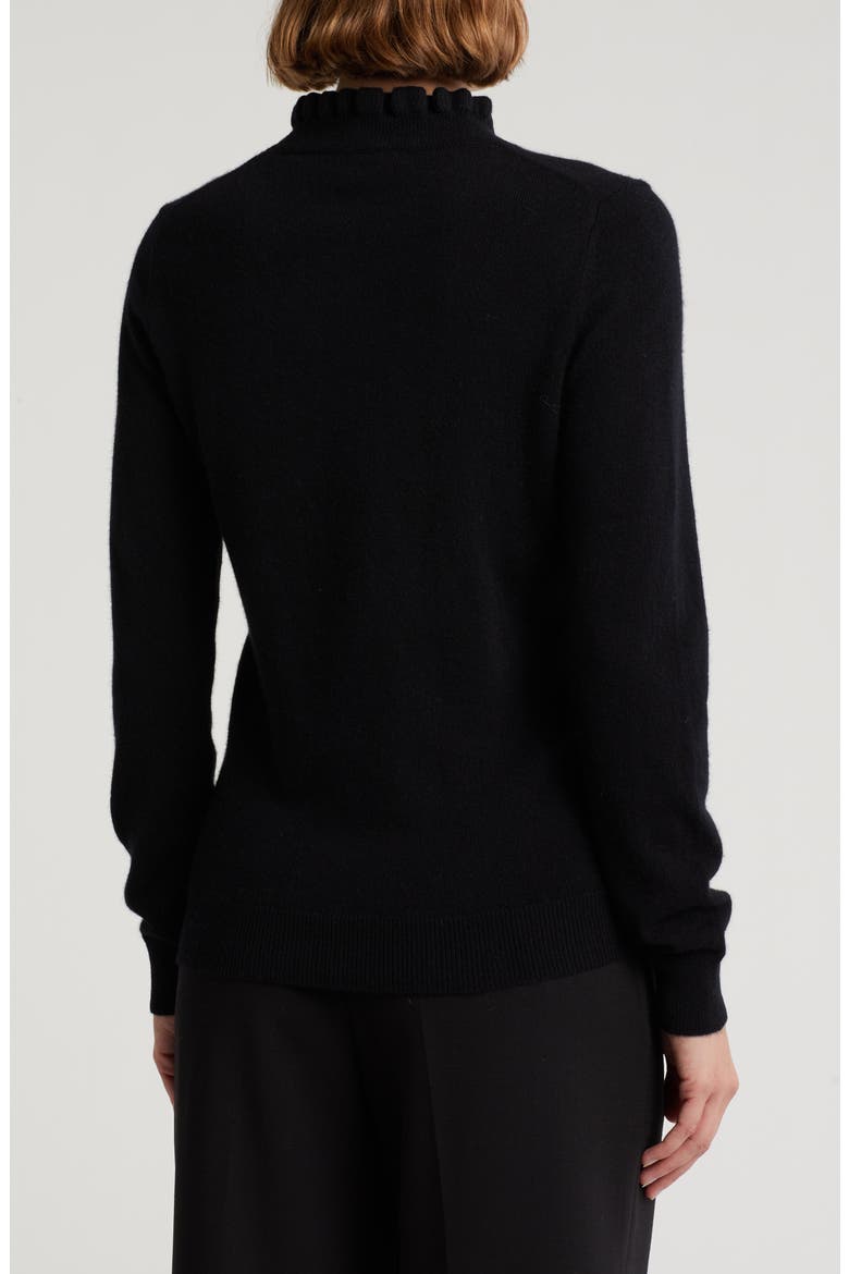 Ruffle Mock Neck Cashmere Sweater, Alternate, color, BLACK