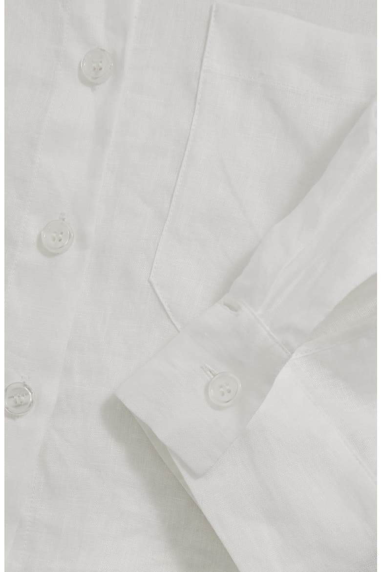 Solena Crop High-Low Linen Shirt, Alternate, color, WHITE