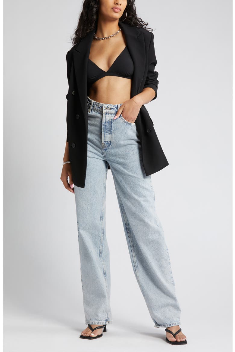 Oversize Double Breasted Blazer, Main, color, BLACK