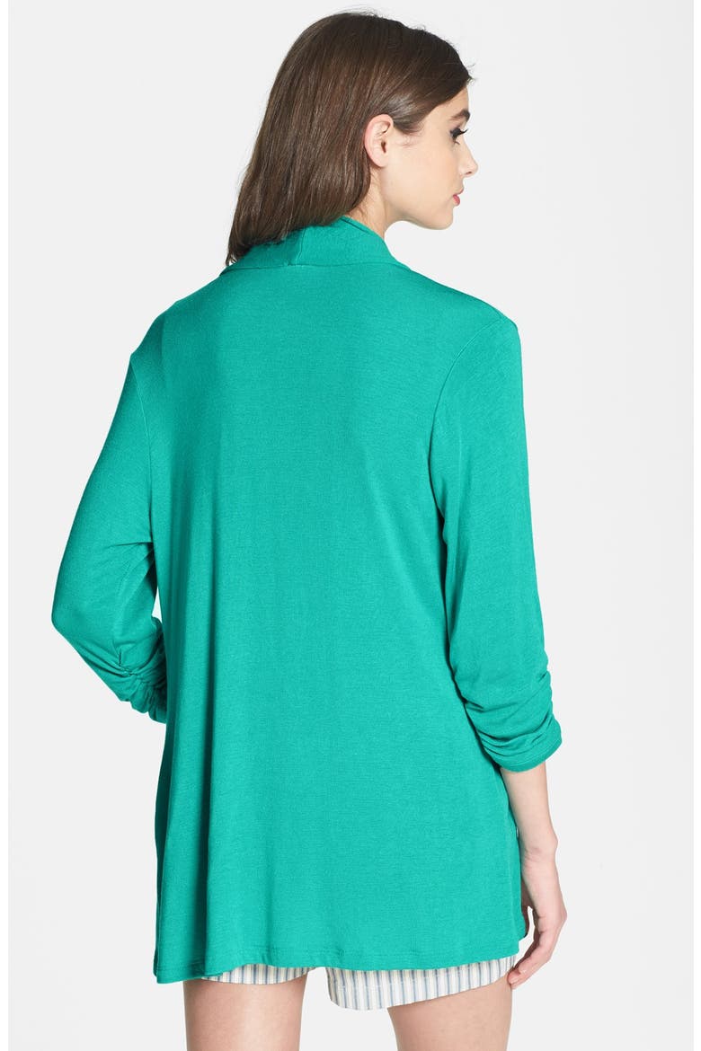 MOD.lusive Ruched Sleeve Long Cardigan (Nordstrom Exclusive), Alternate, color, GREEN SPRAY