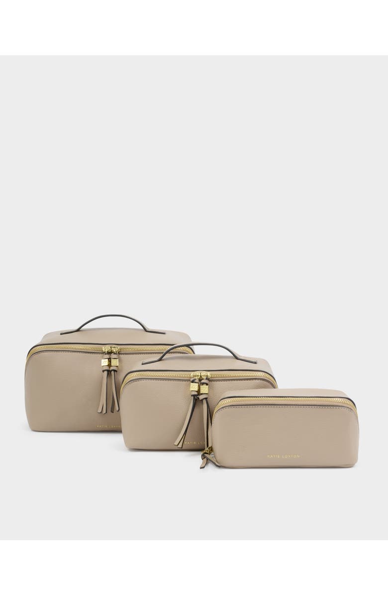 Katie Loxton Fold-Out Mirror Makeup Bag in Light Taupe, Alternate, color, Light Taupe