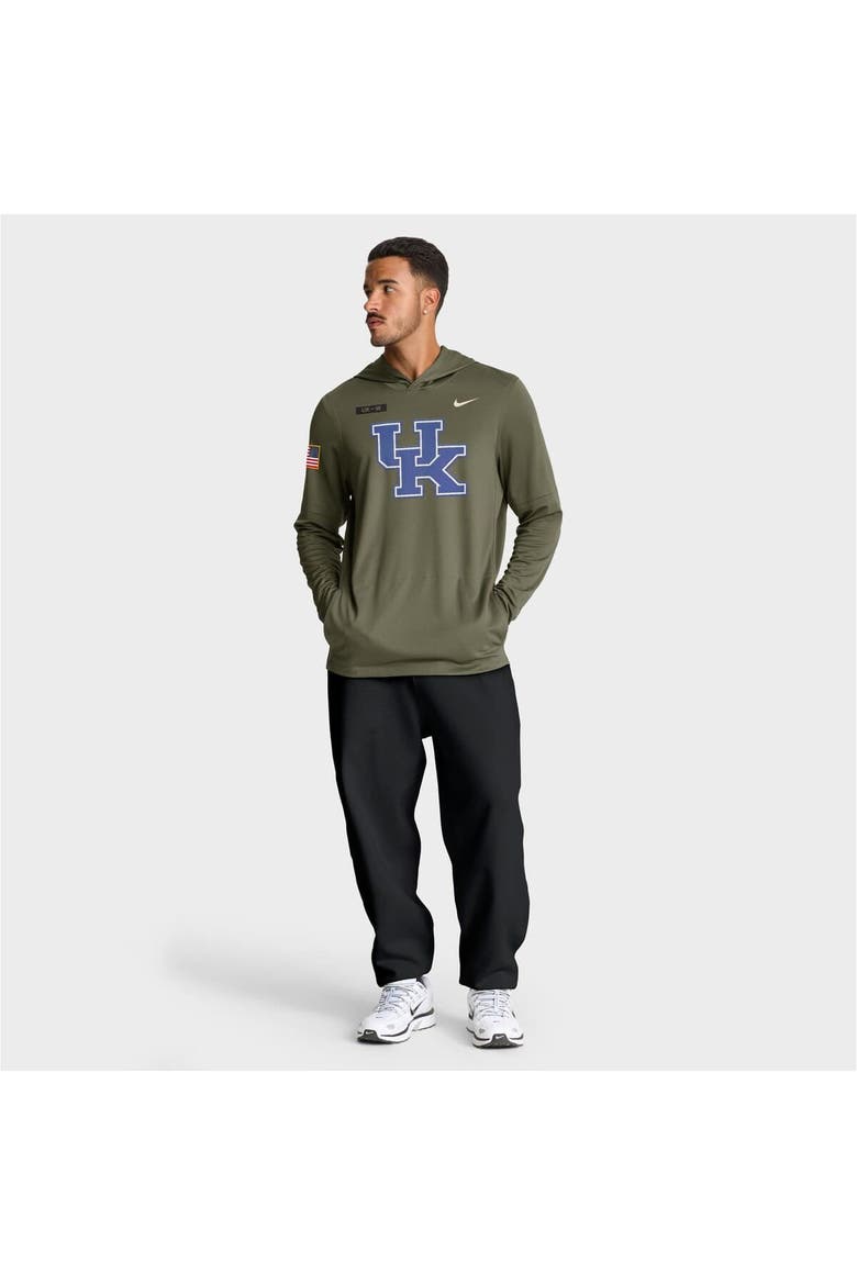 Men's Nike Olive Kentucky Wildcats 2025 Military Appreciation Dri-FIT Long Sleeve Hoodie T-Shirt, Alternate, color, Olive