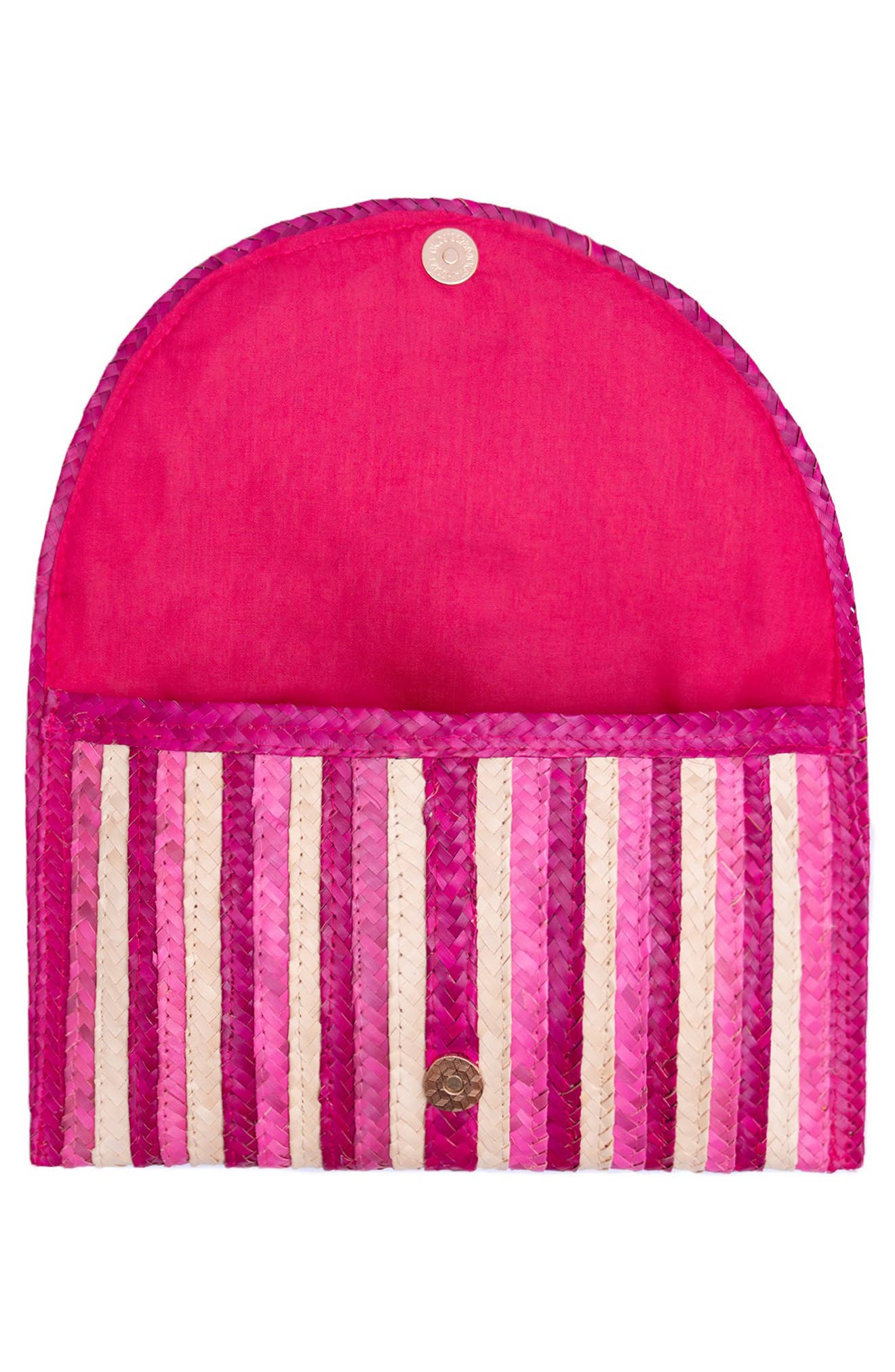 Brooke Stripe Handwoven Raffia Clutch, Alternate, color, CREAM/ PINK