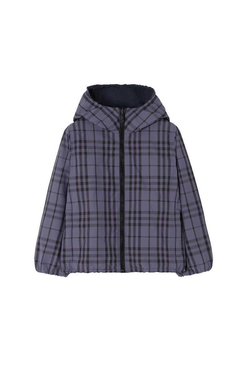 Reversible Check Hooded Jacket, Main, color, Damson blue