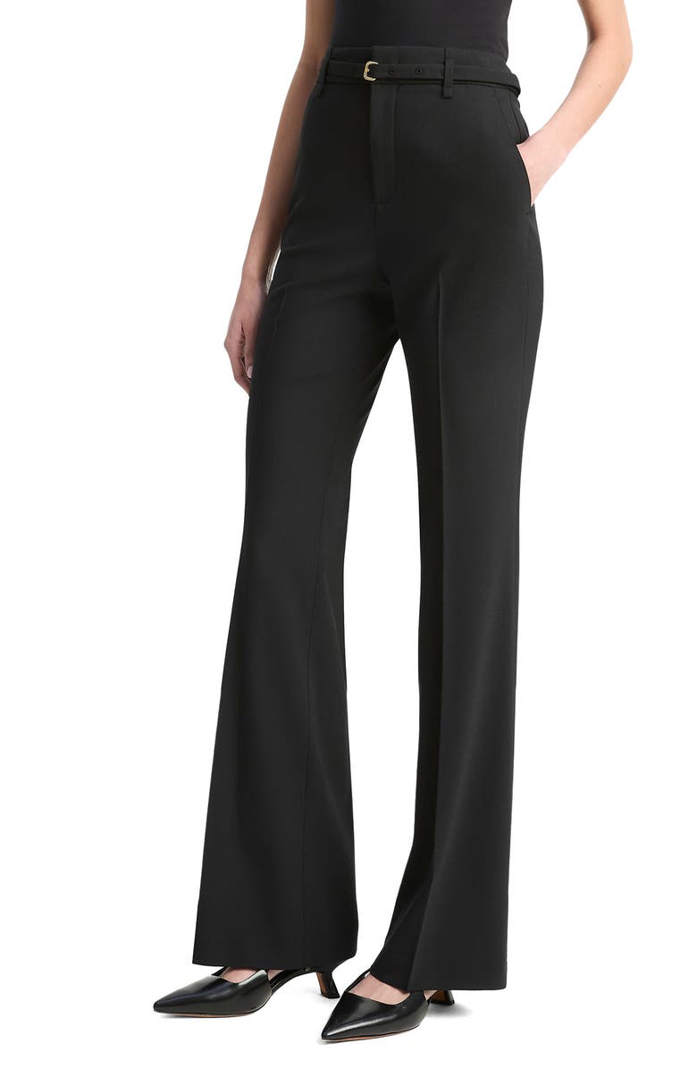 Vince Belted High Waist Flare Leg Pants, Main, color, Black