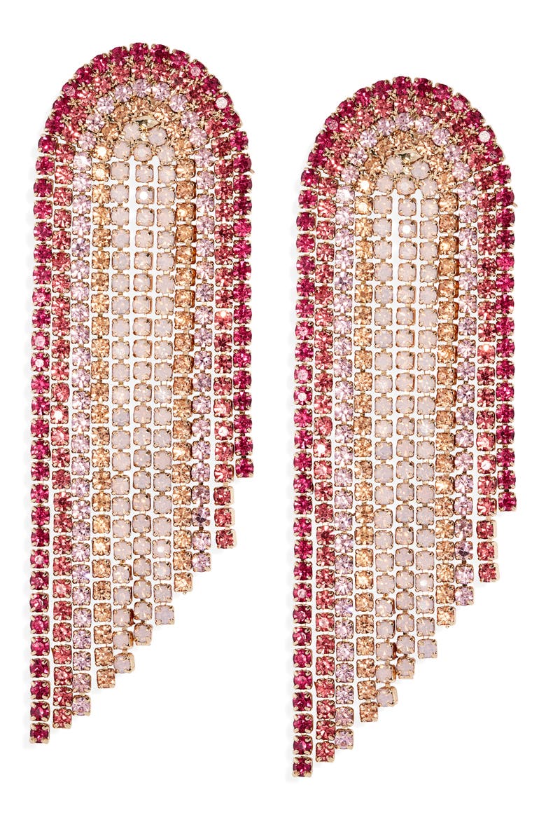 London Crystal Fringe Drop Earrings, Main, color, PINK