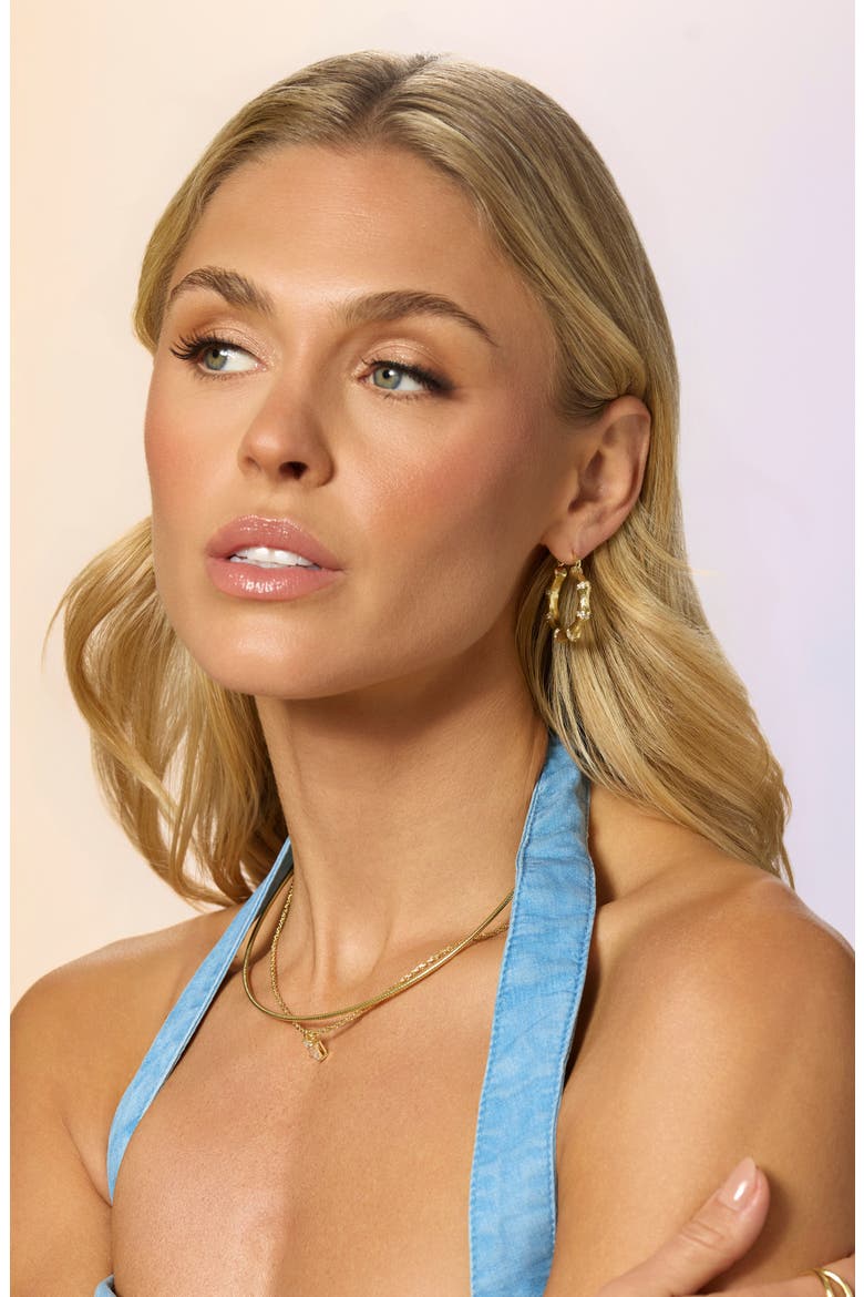 Cubic Zirconia Bamboo Style Drop Earrings, Alternate, color, GOLD
