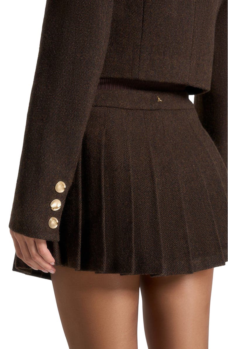 Manière De Voir Joelle Wool Asymmetric Pleated Mini Skirt, Alternate, color, Brown