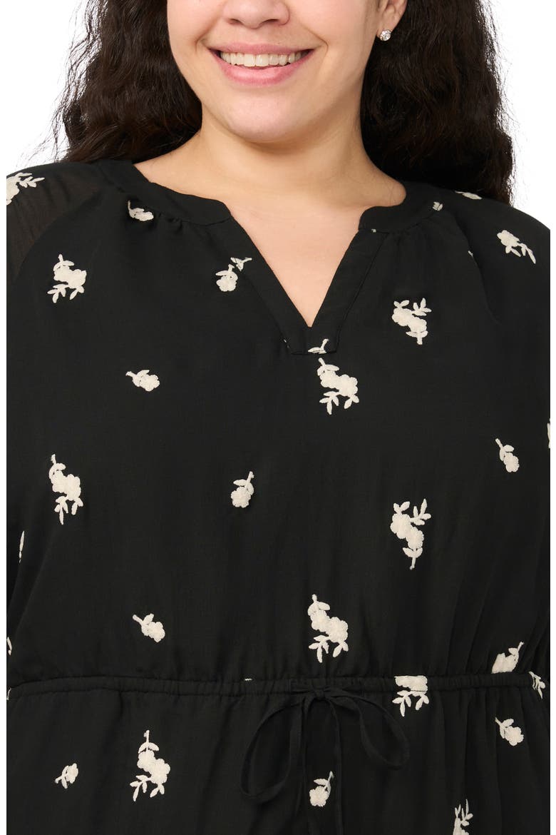 Print Tie Waist Midi Dress, Alternate, color, RICH BLACK