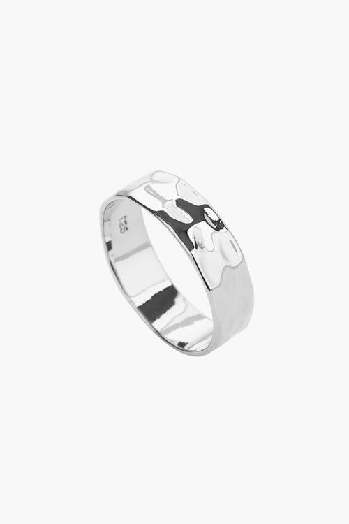 Bearfruit Jewelry Sterling Silver 18k Gold Plated Fiona Thin Hammered Band Ring In Silver