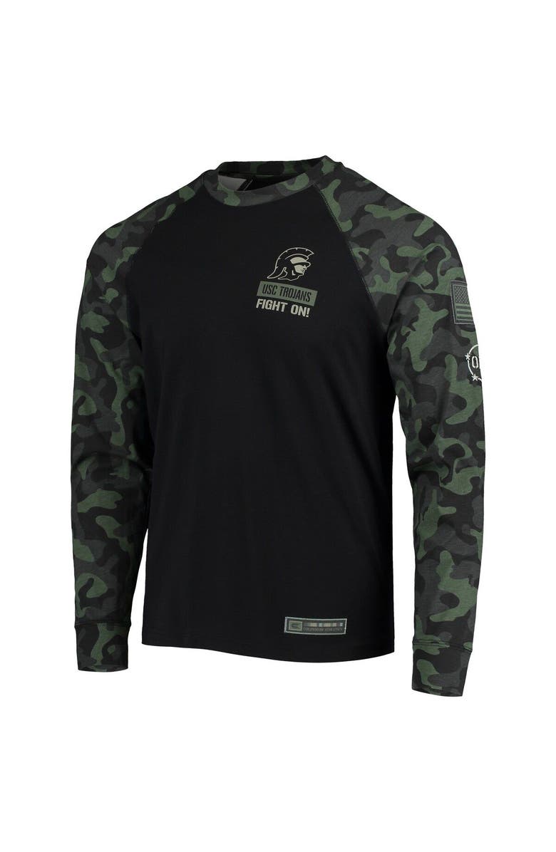 COLOSSEUM Men's Colosseum Black USC Trojans OHT Military Appreciation Camo Raglan Long Sleeve T-Shirt, Alternate, color, 