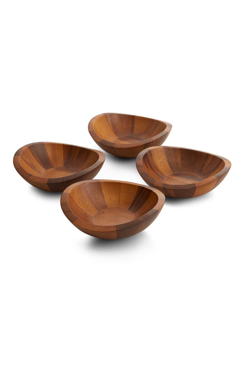 Braid Set of 4 Salad Bowls, Main, color, BROWN