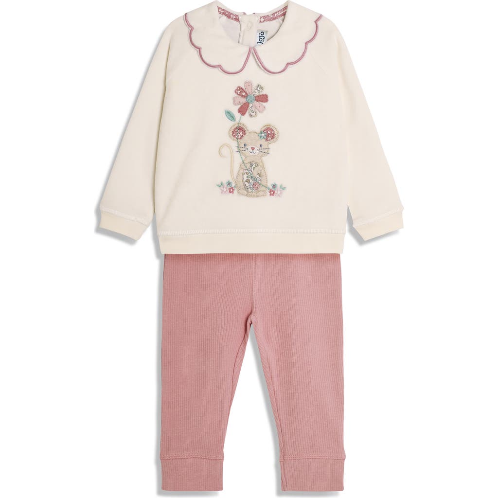 JOJO MAMAN BÉBÉ JOJO MAMAN BEBE MOUSE APPLIQUÉ TOP & LEGGINGS SET