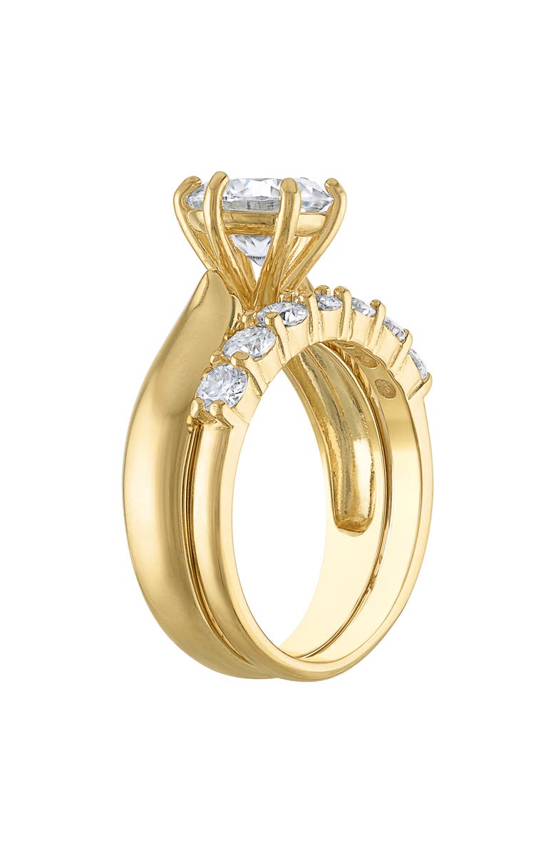 FZN 14K Gold Over Silver Created Moissanite Bridal Ring Set, Alternate, color, Gold/White