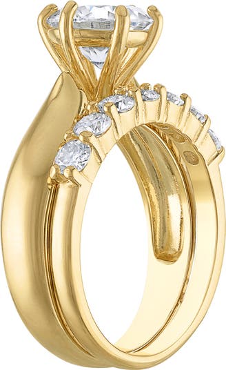14K Gold Over Silver Created Moissanite Bridal Ring Set
