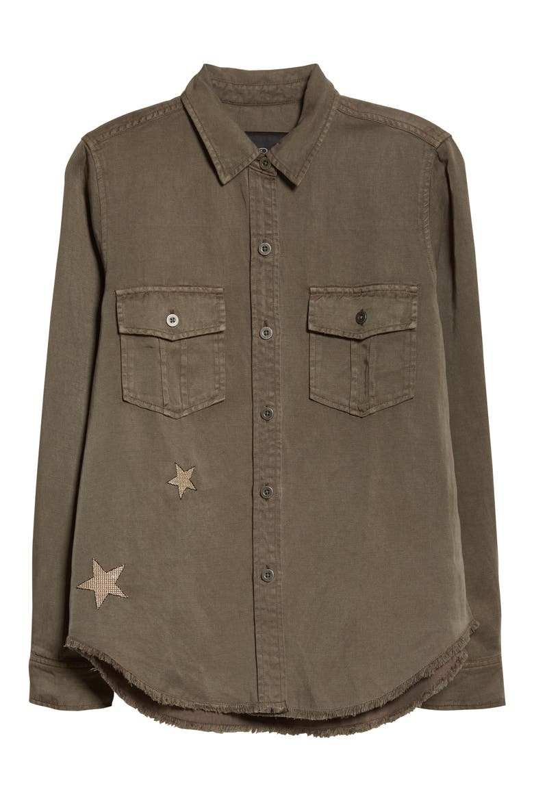 Loren Jacket, Alternate, color, OLIVE GOLD STAR EMBROIDERY