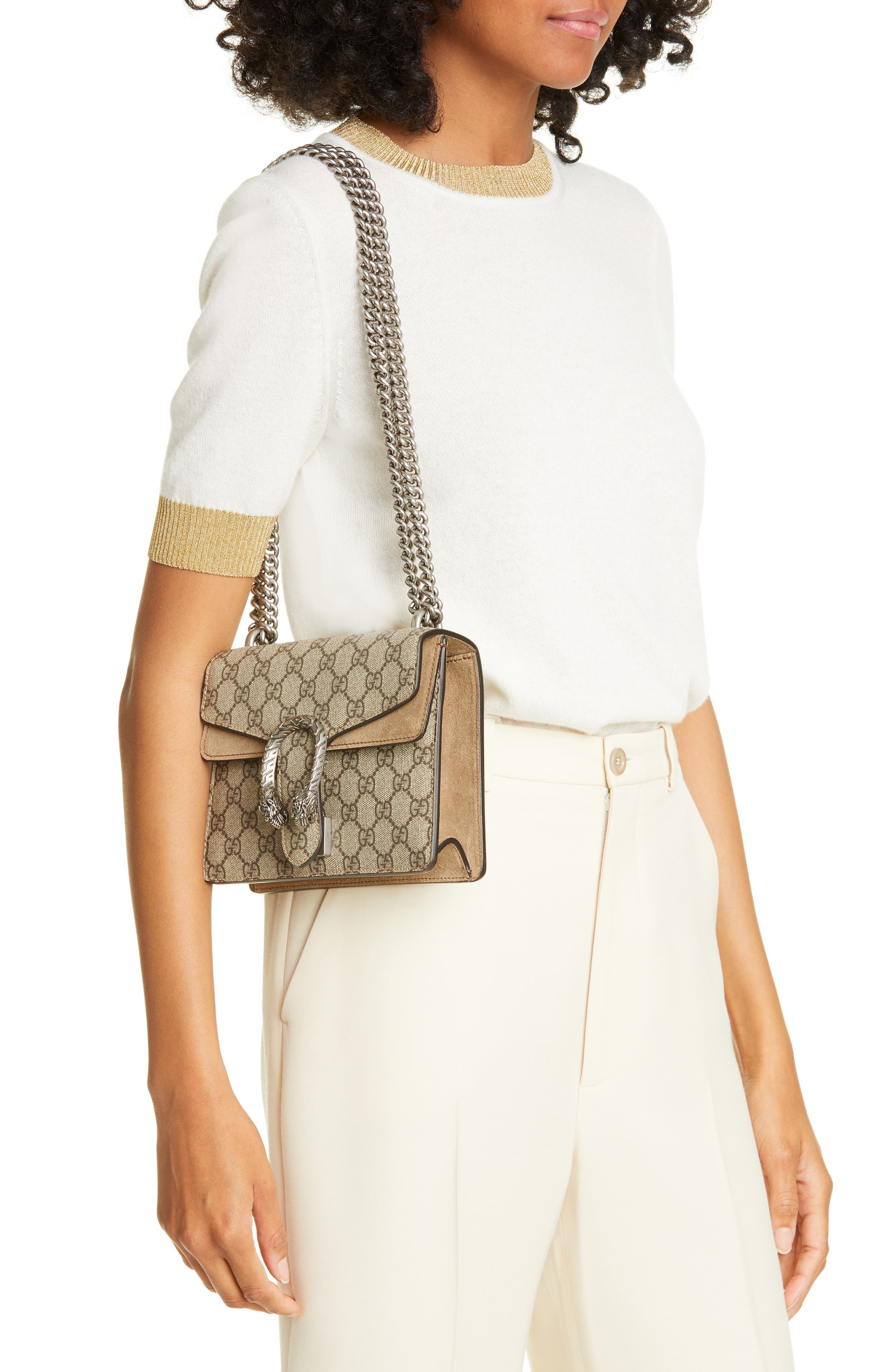 Mini GG Supreme Shoulder Bag, Alternate, color, BEIGE EBONY/ TAUPE