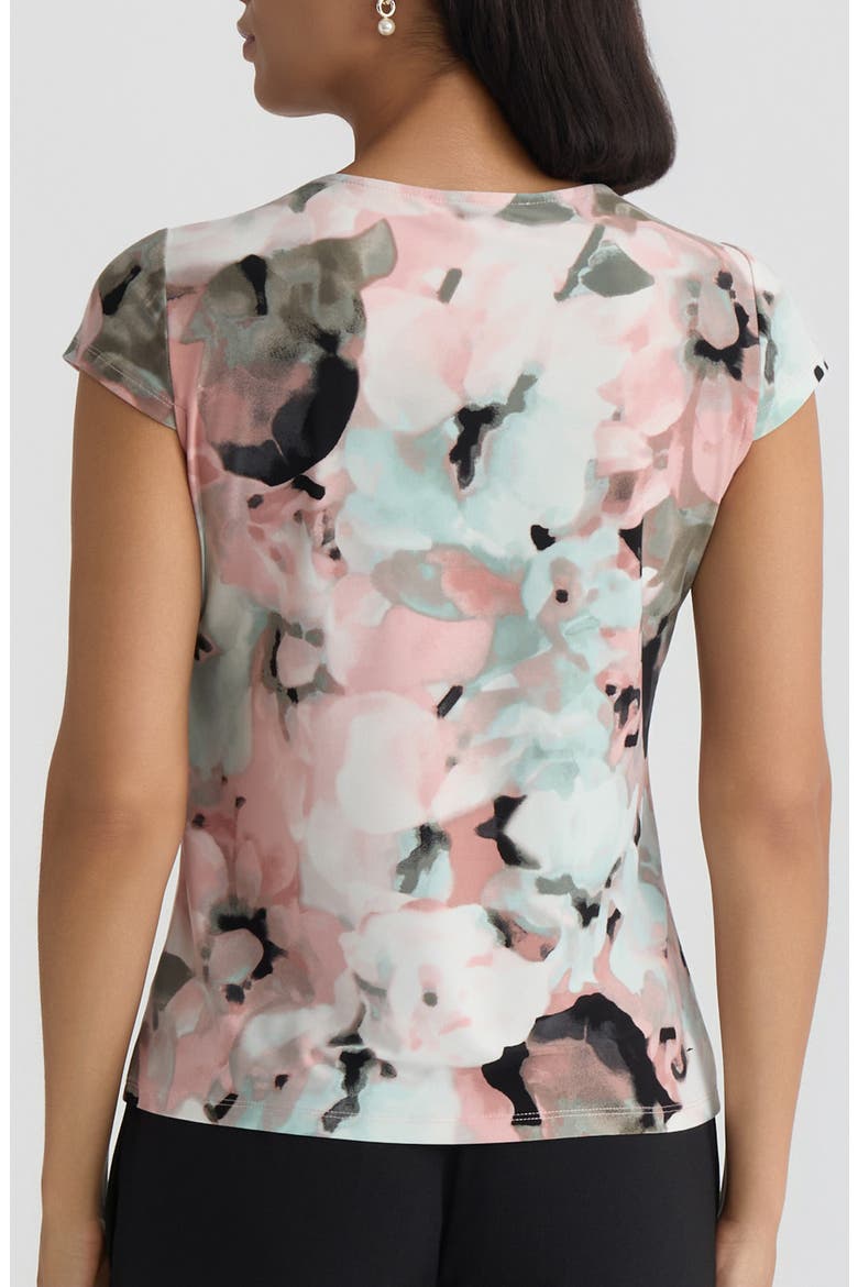 Blurred Floral Print Cowl Neck Top, Alternate, color, TEAROSE MULTI