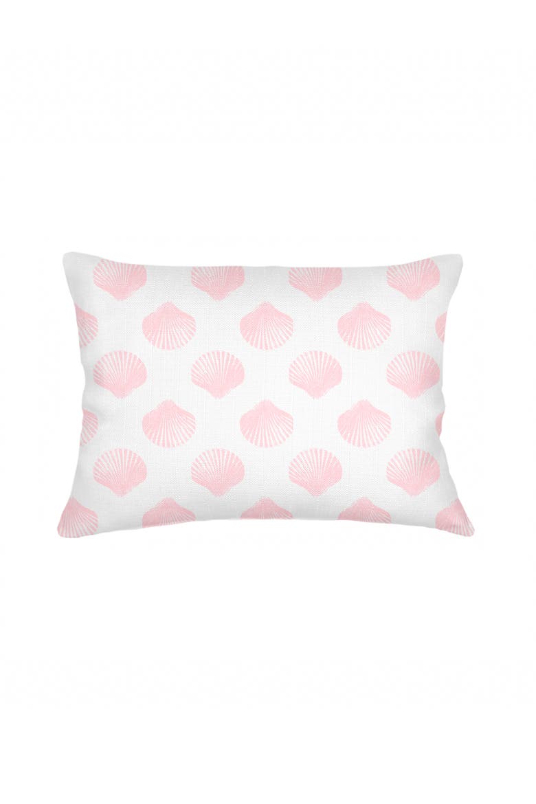 Retro Shell Linen Pillow with Down Insert, Main, color, Palm Beach Pink