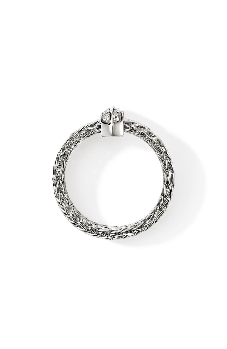 John Hardy Icon Pavé Diamond Ring, Alternate, color, Silver
