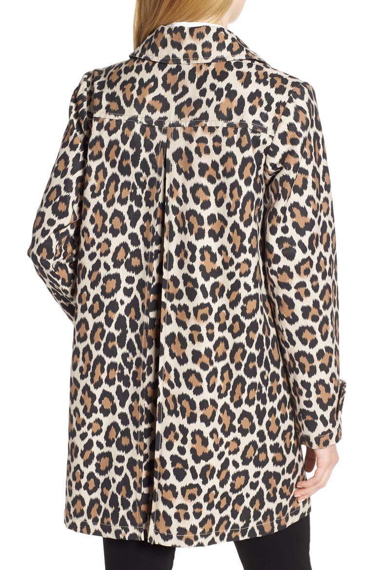 leopard print water repellent coat, Alternate, color, CARAMEL LEOPARD