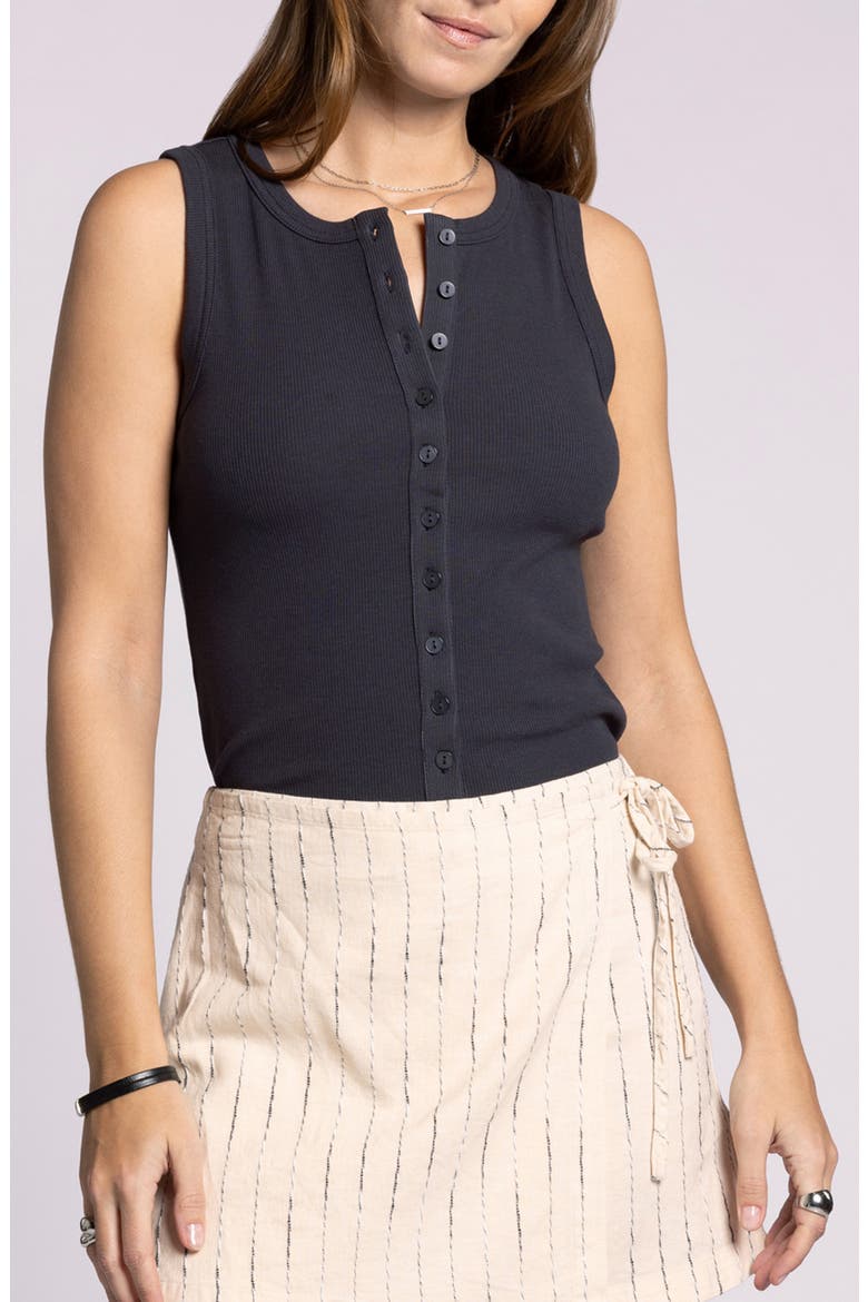 Luella Rib Button-Up Tank, Main, color, OBSIDIAN