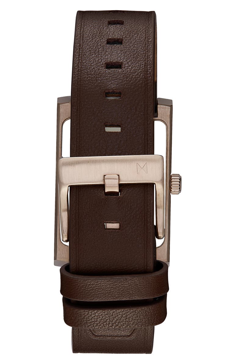 MVMT Newporter Leather Strap Watch, 27.5mm, Alternate, color, White