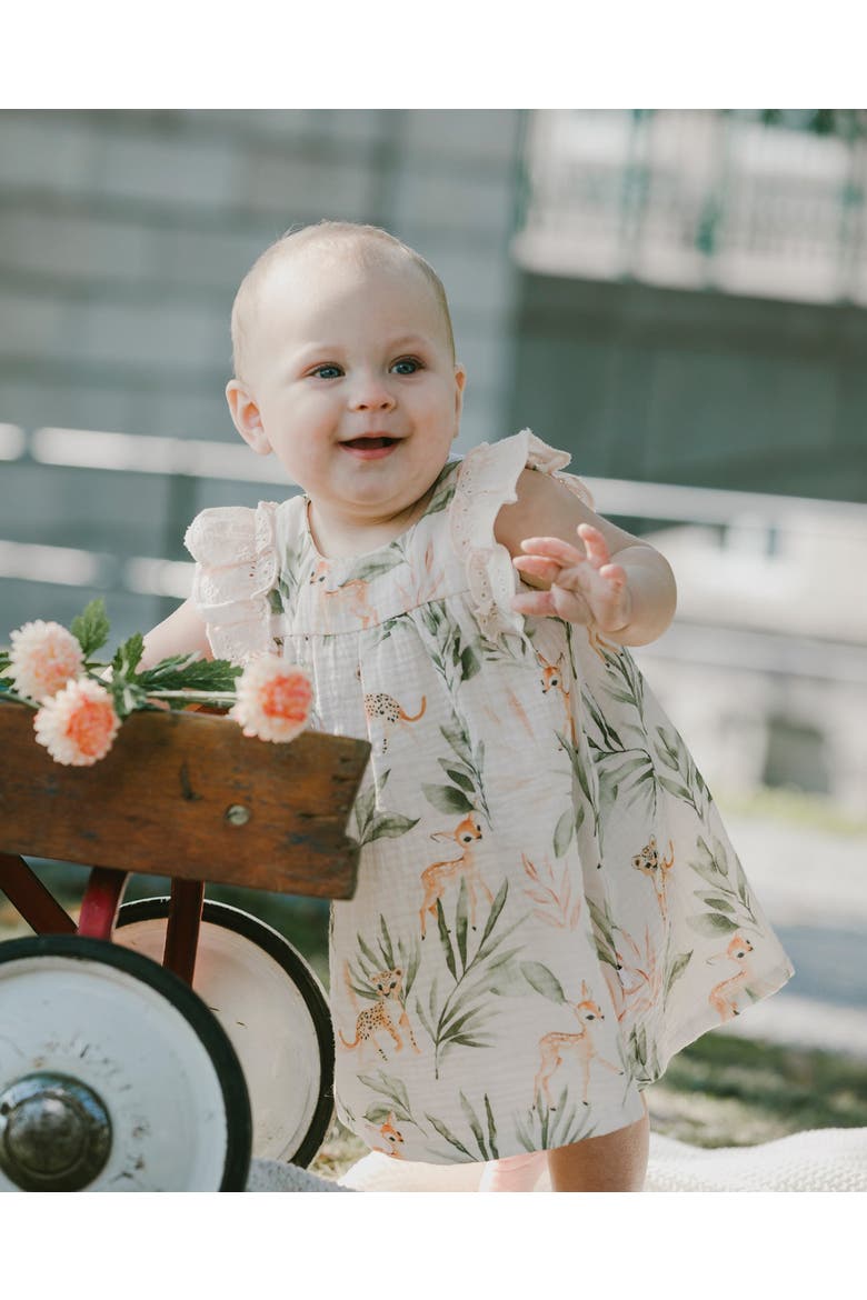 Muslin Dress and Bloomer Deer Printed Set, Alternate, color, Peach Deer Print