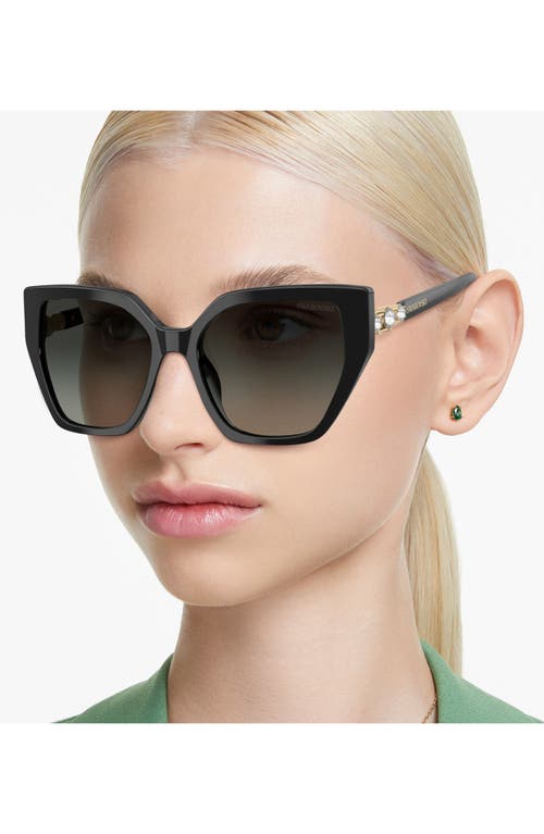 Swarovski 56mm Polarized Irregular Cat Eye Sunglasses In Black