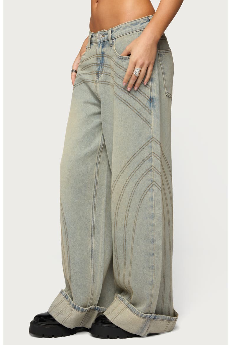 Cuffed Low Rise Baggy Jeans, Alternate, color, BLUE-VINTAGE-WASHED