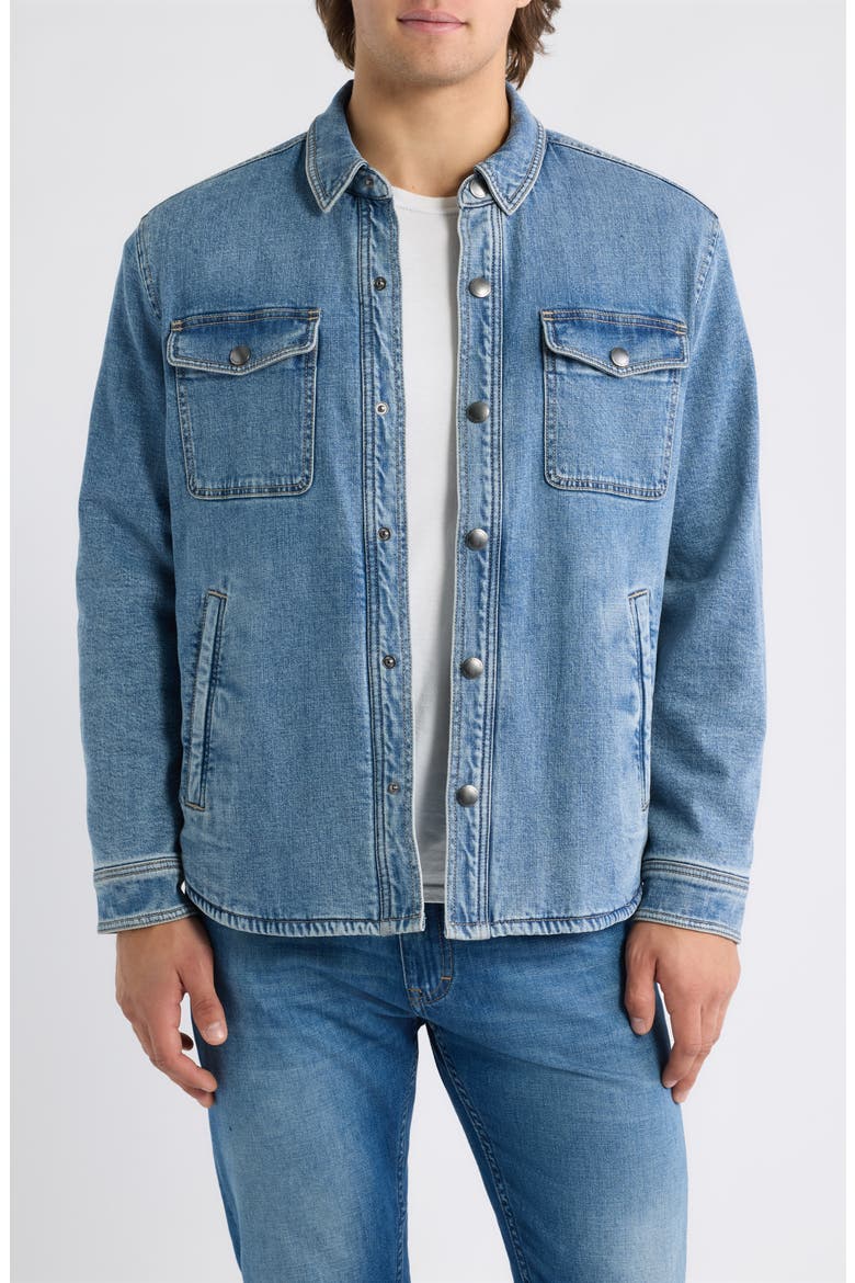 Santa Ynez Fleece Lined Denim Shirt Jacket, Main, color, LT INDIGO WASH