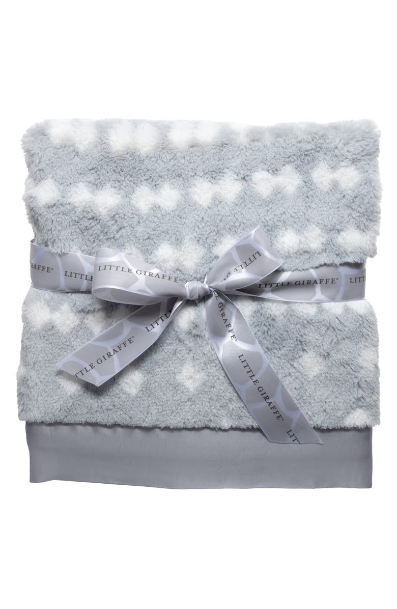 Little Giraffe String of Pearls Luxe Baby Blanket, Main, color, Silver