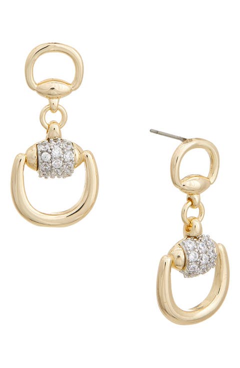 Cubic Zirconia Doorknocker Drop Earrings
