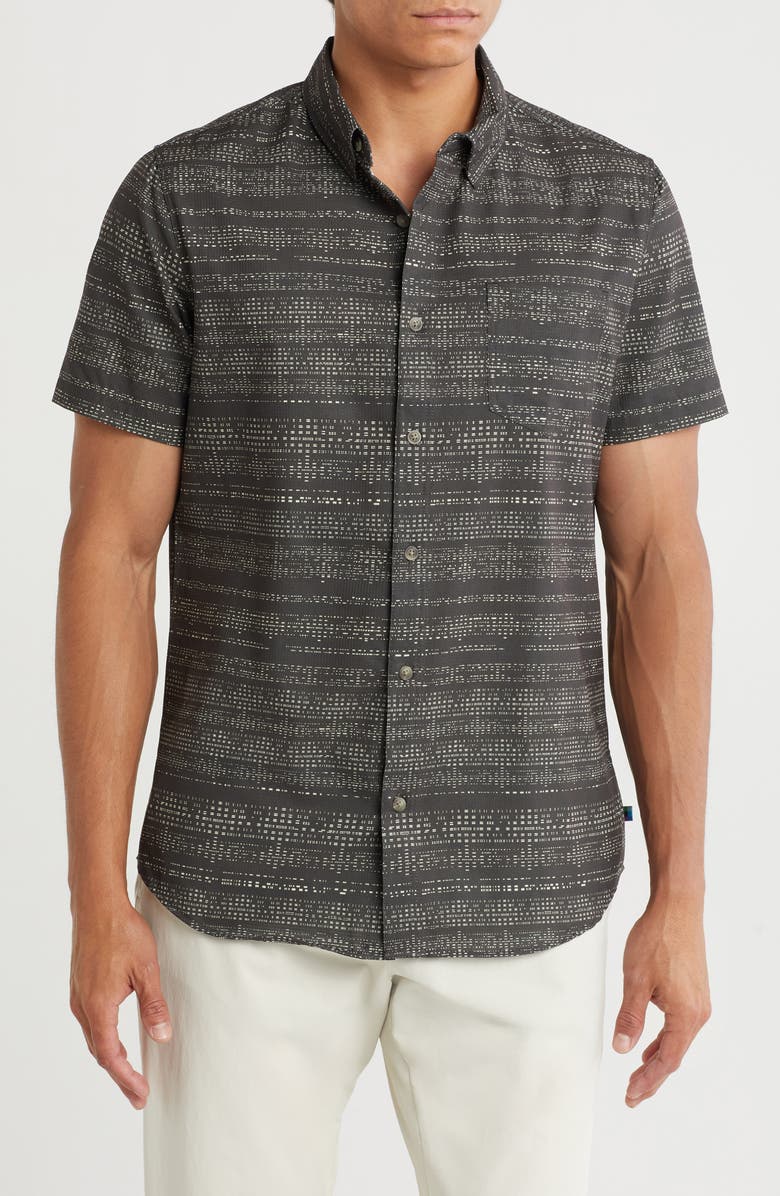 Union Print UB Tech Short Sleeve Stretch Aero Mesh Button-Up Shirt, Main, color, Flint