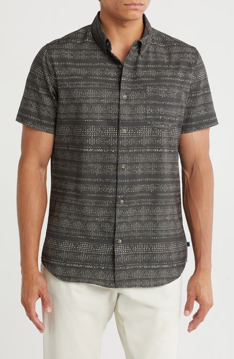 Print UB Tech Short Sleeve Stretch Aero Mesh Button-Up Shirt