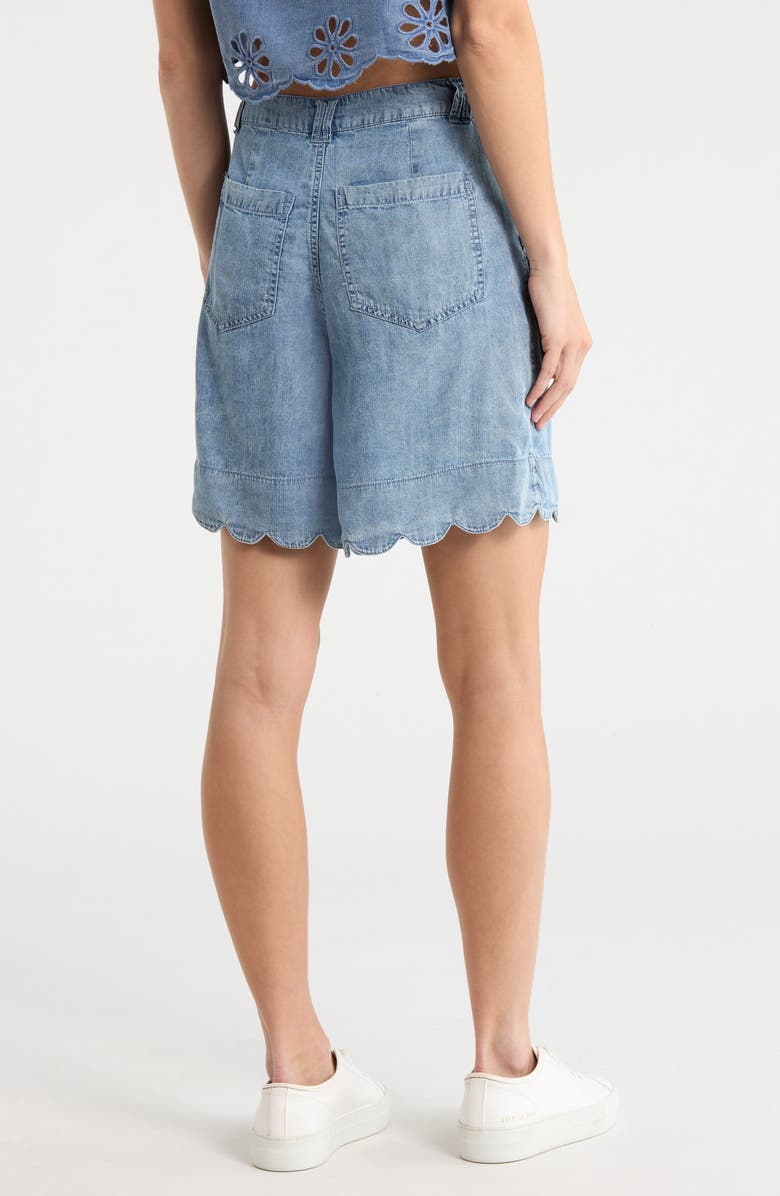 ELIE ELIE TAHARI Chambray Scallop Hem Shorts, Alternate, color, Chambray