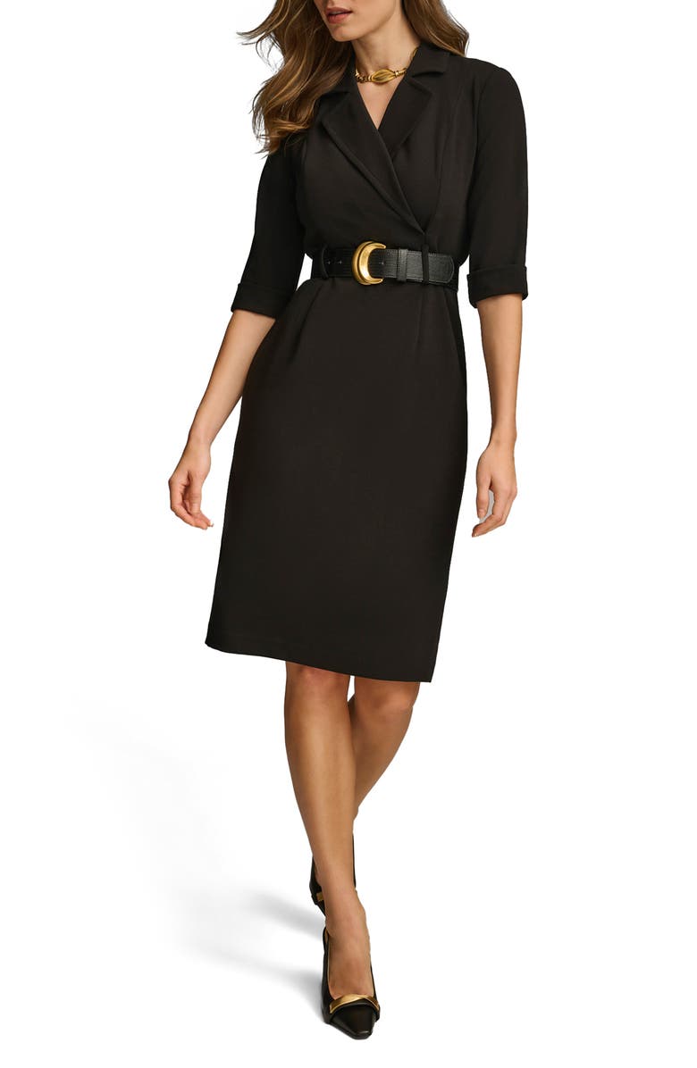 Donna Karan New York Belted Faux Wrap Sheath Dress, Main, color, 