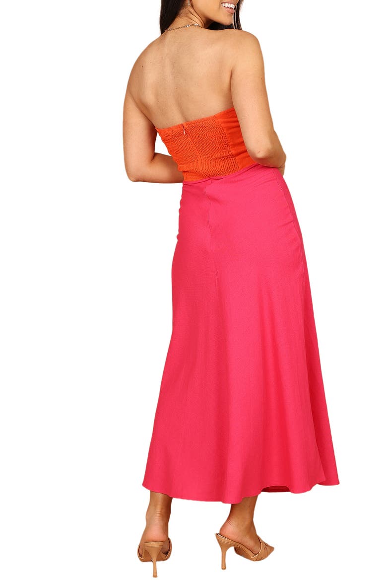 Rosetta Strapless Cotton & Linen Dress, Alternate, color, FUCHSIA/ORANGE