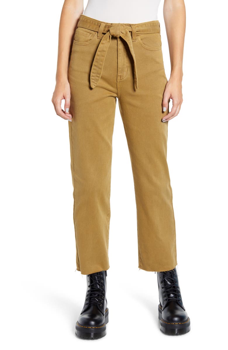 Prosperity Denim Belted Crop Straight Leg Jeans, Main, color,