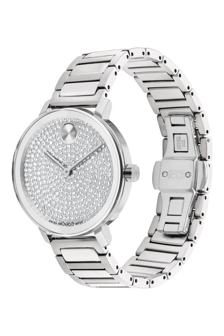 Bold Evolution 2.0 Crystal Bracelet Watch, 34mm, Alternate, color, SILVER