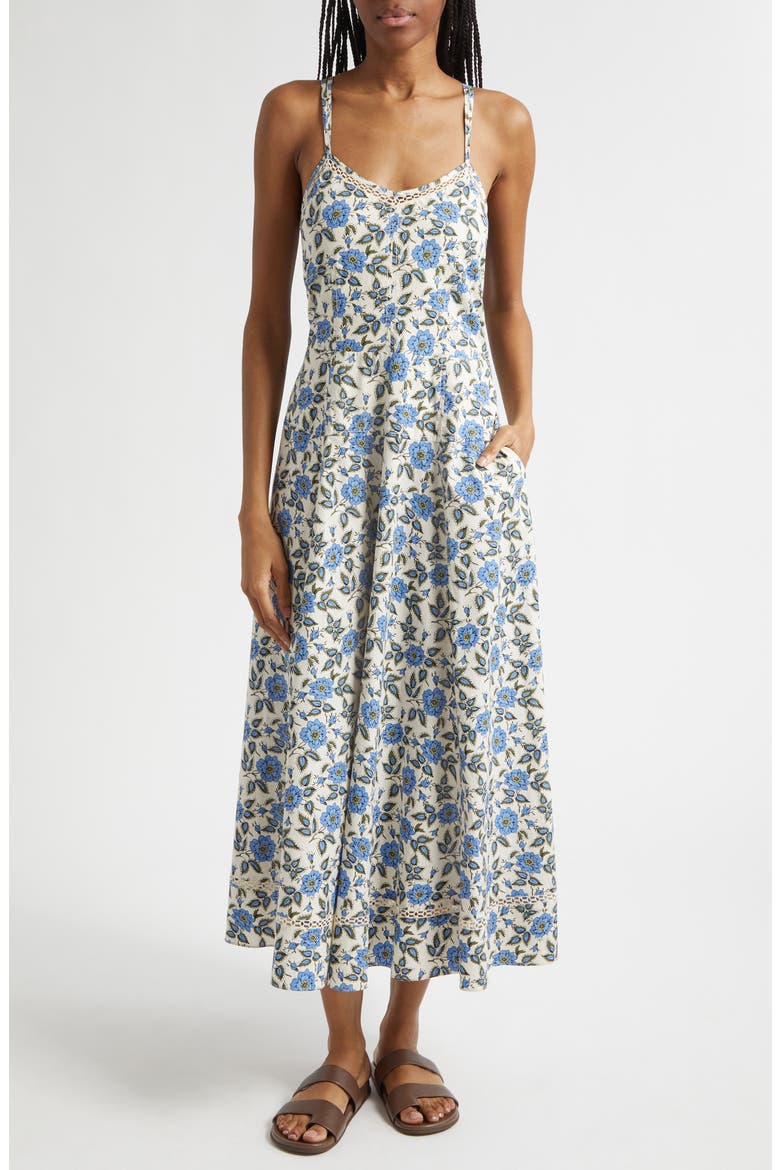 Adair Print Sleeveless Midi Dress, Main, color, BLUE BELL FLORAL