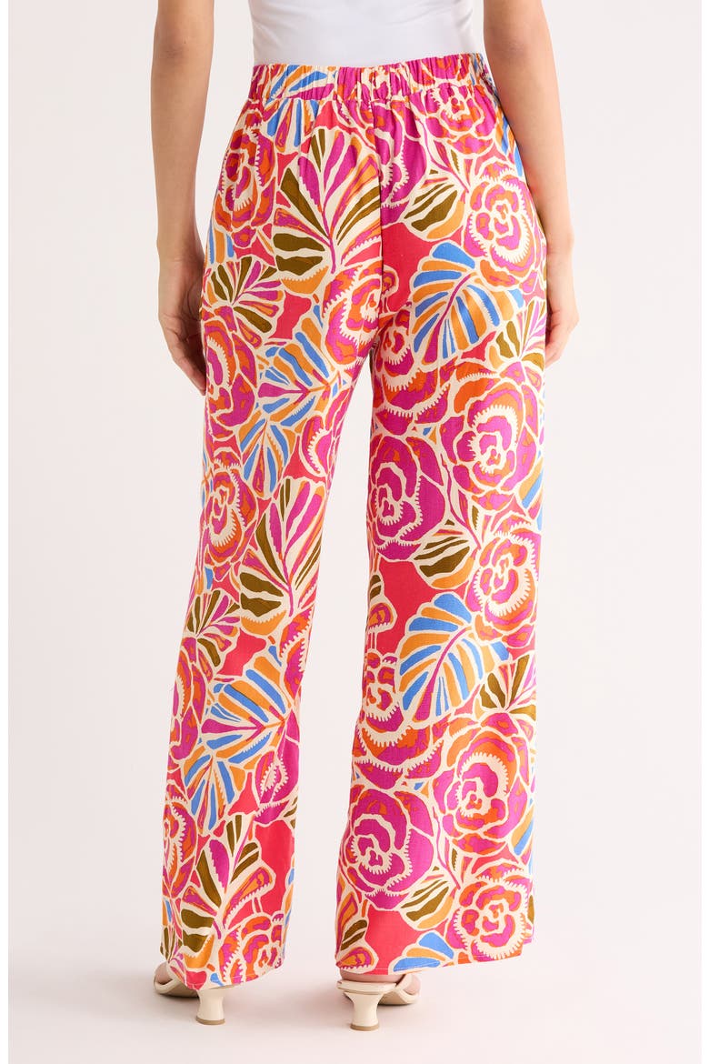 Nomi Floral Elena Wide Leg Pants, Alternate, color, PINK-ORANGE-BLUE