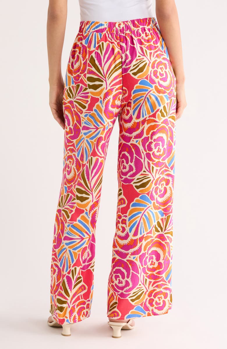 SUGARLIPS Nomi Floral Elena Wide Leg Pants, Alternate, color, Pink-Orange-Blue
