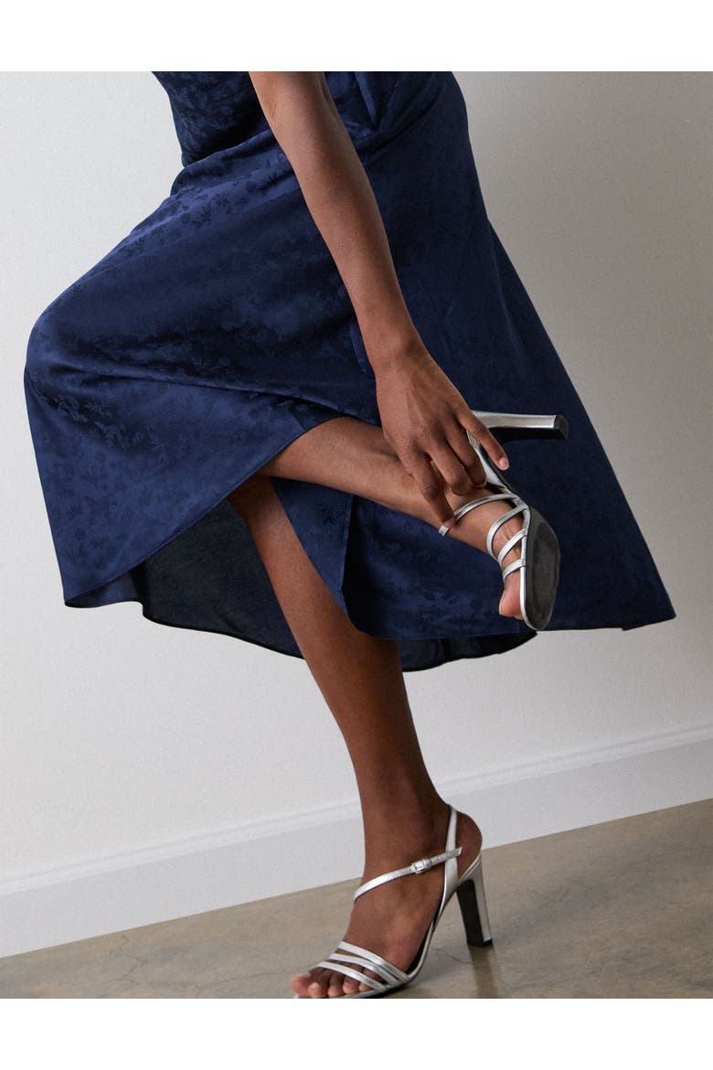 Jacquard V-Neck Midi Dress, Alternate, color, Navy