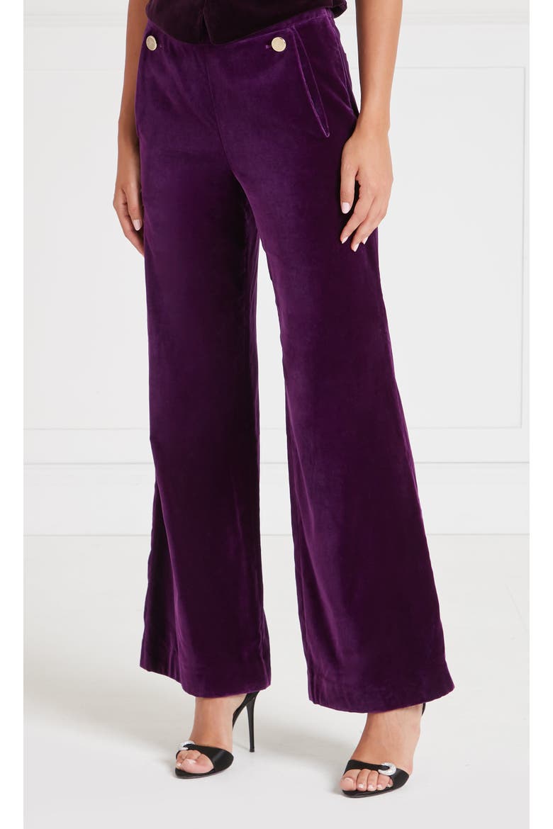 Clove Velvet Waisted Trousers, Alternate, color, Dark Amethyst